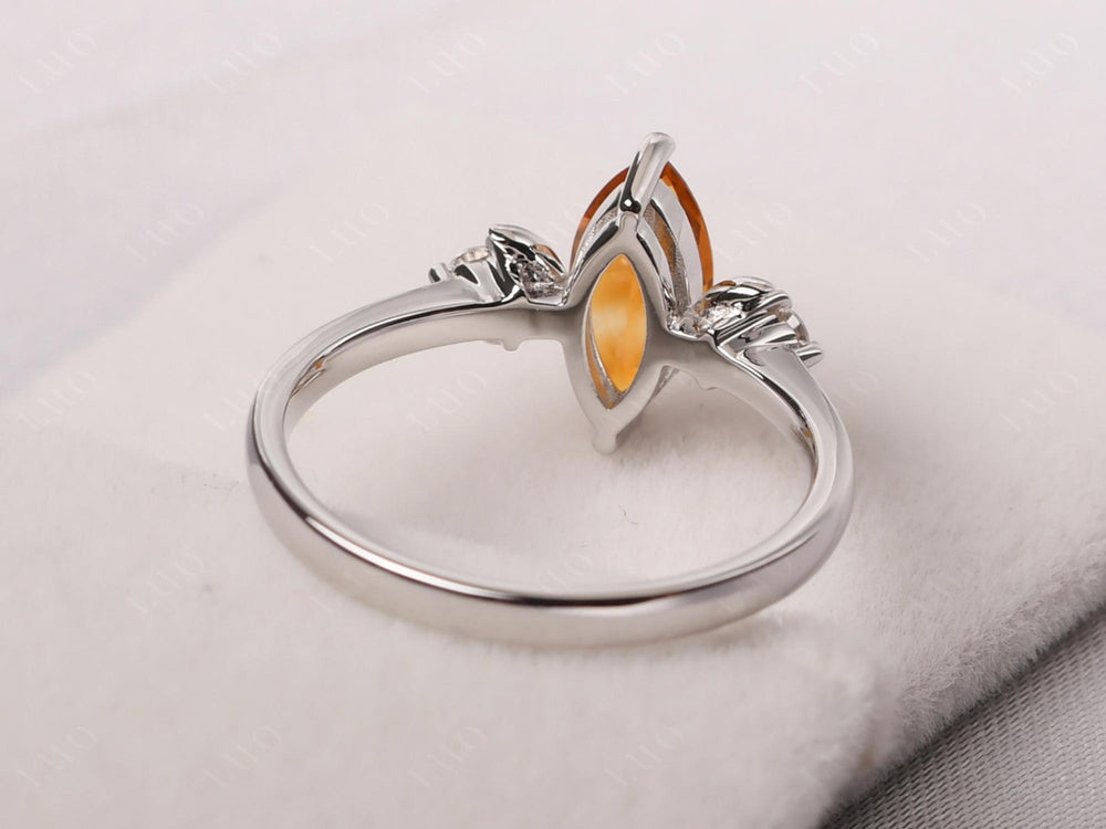 Marquise Cut Citrine Moon Ring - LUO Jewelry