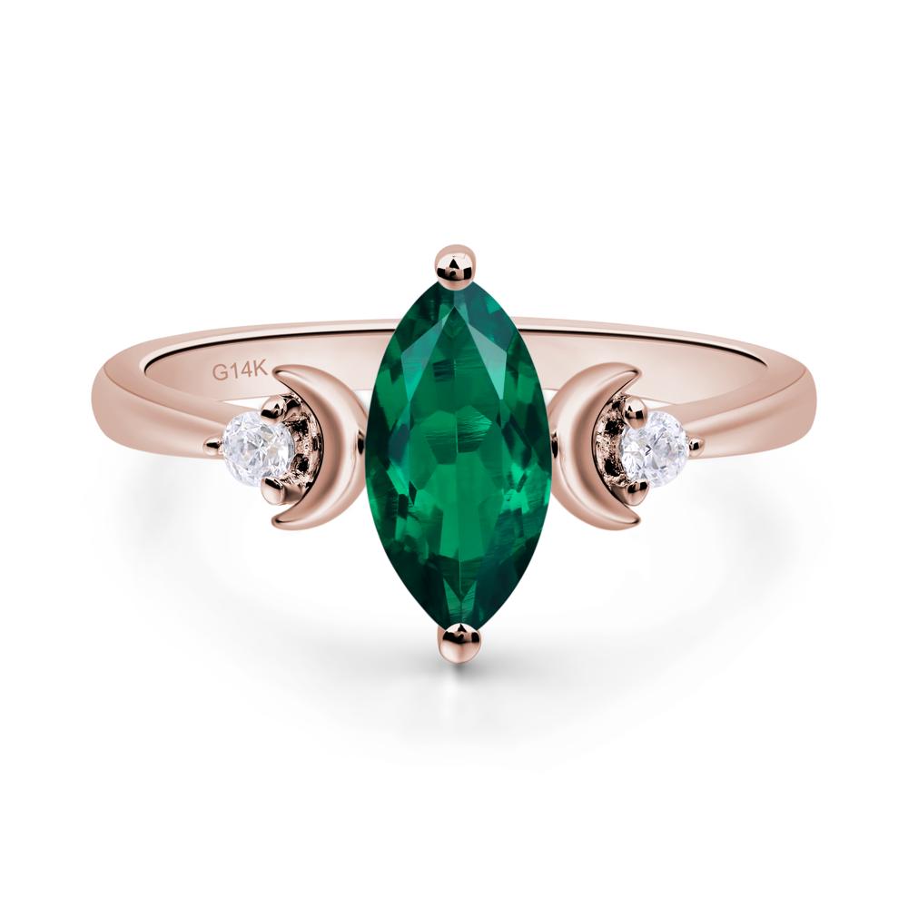 Moon Inspired Emerald Engagement Ring - LUO Jewelry #metal_14k rose gold