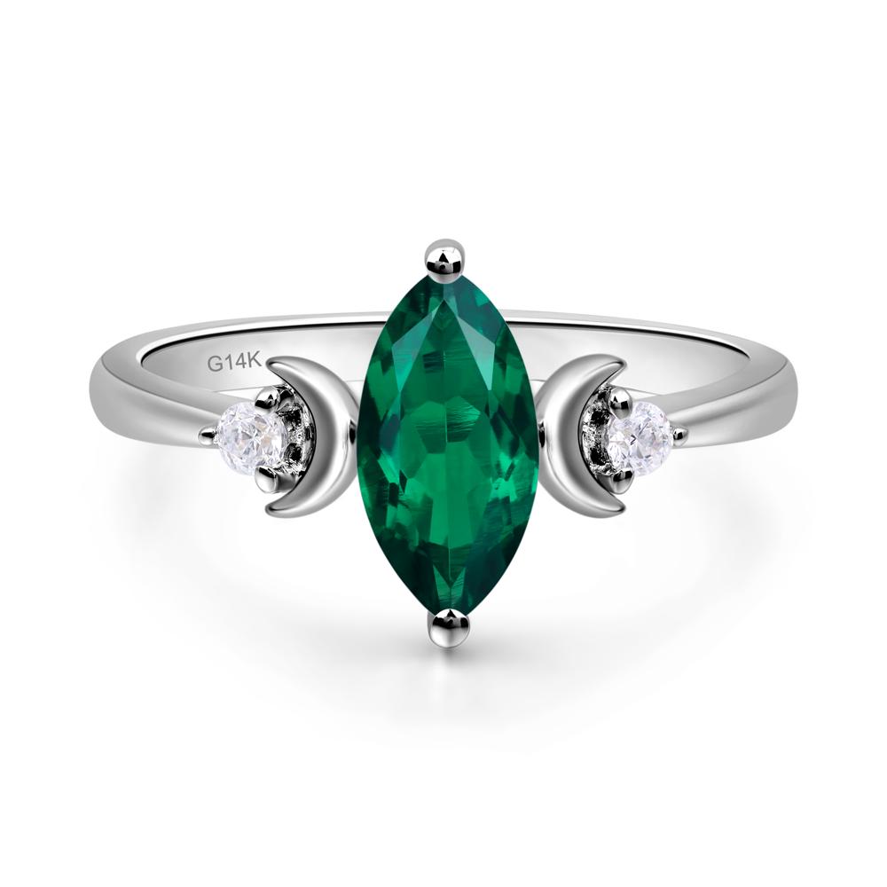 Moon Inspired Emerald Engagement Ring - LUO Jewelry #metal_14k white gold