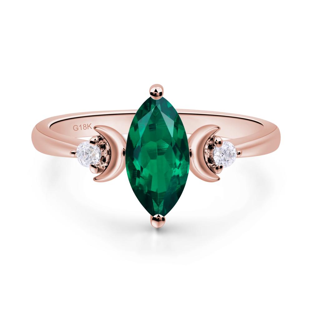 Moon Inspired Emerald Engagement Ring - LUO Jewelry #metal_18k rose gold