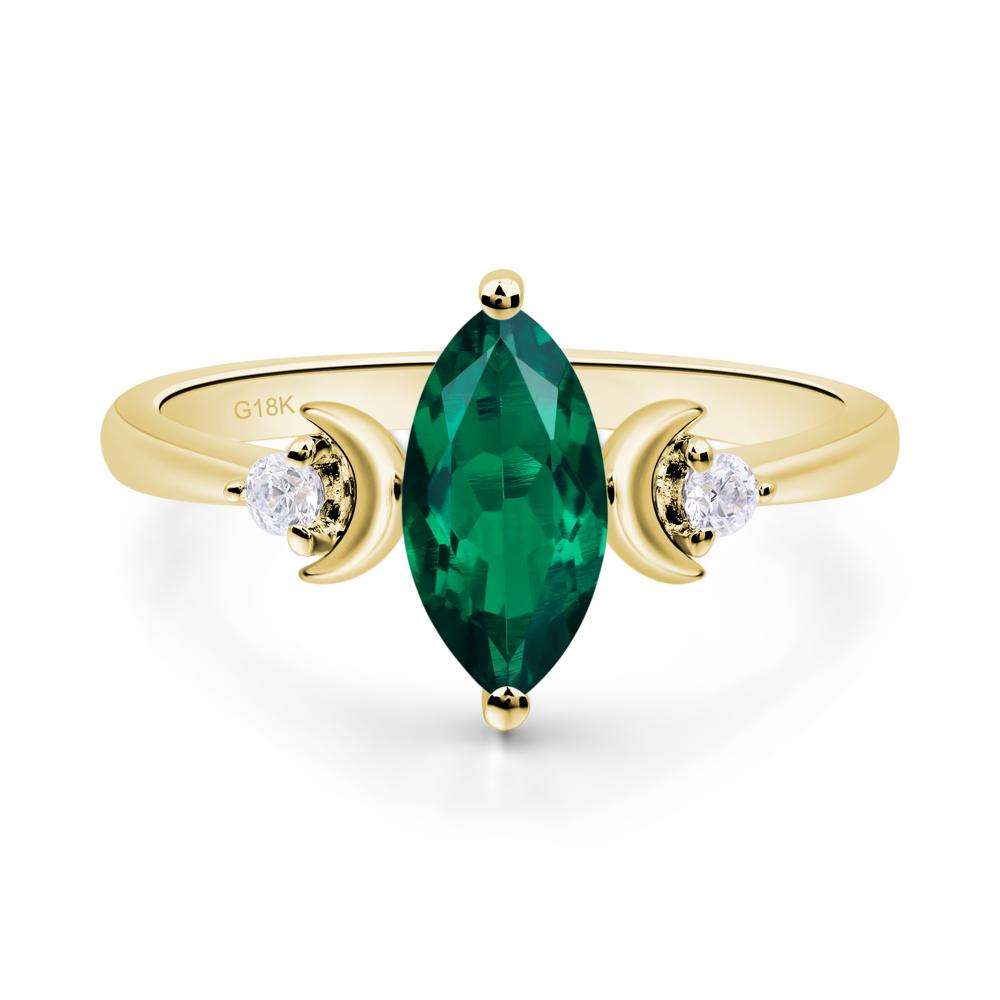 Moon Inspired Emerald Engagement Ring - LUO Jewelry #metal_18k yellow gold
