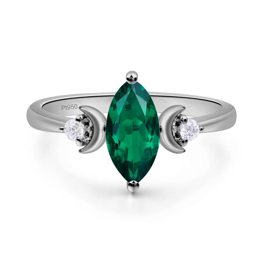 Moon Inspired Emerald Engagement Ring - LUO Jewelry #metal_platinum