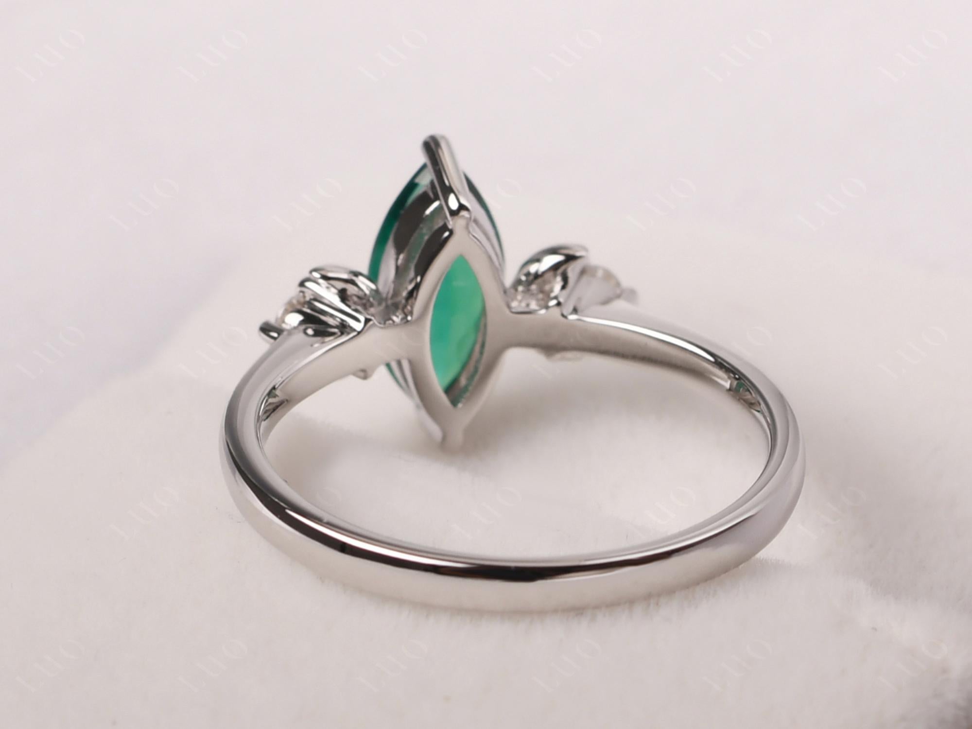 Moon Inspired Emerald Engagement Ring - LUO Jewelry