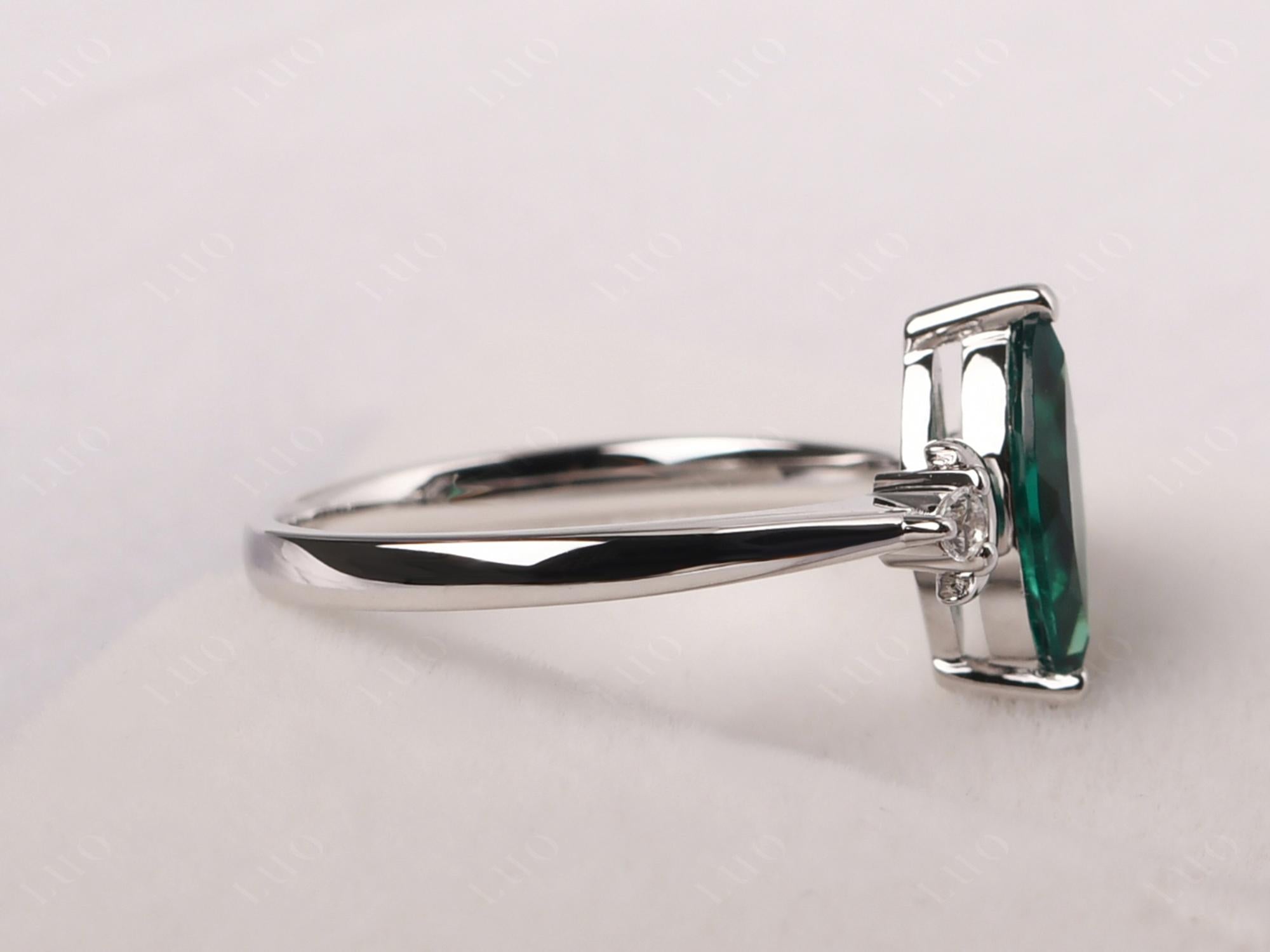 Moon Inspired Emerald Engagement Ring - LUO Jewelry