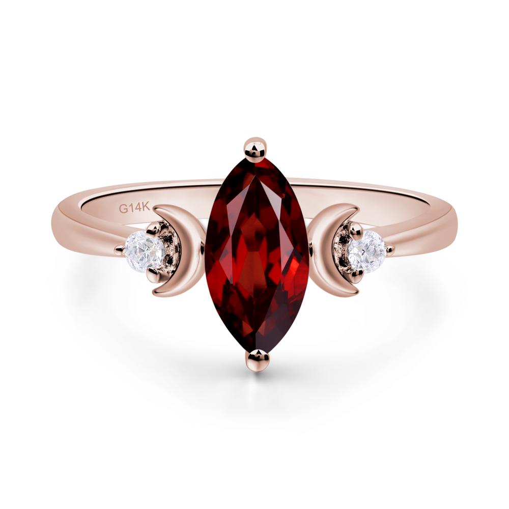 Moon Inspired Garnet Engagement Ring - LUO Jewelry #metal_14k rose gold