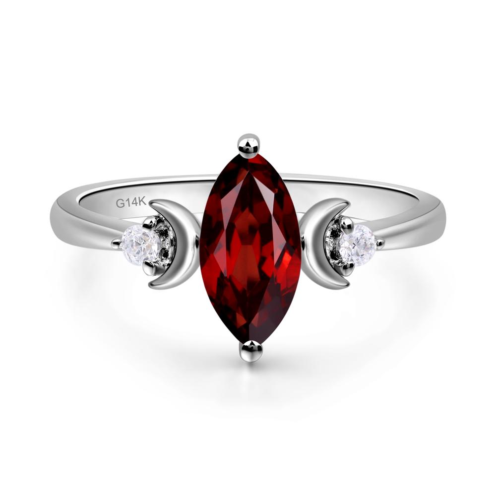 Moon Inspired Garnet Engagement Ring - LUO Jewelry #metal_14k white gold