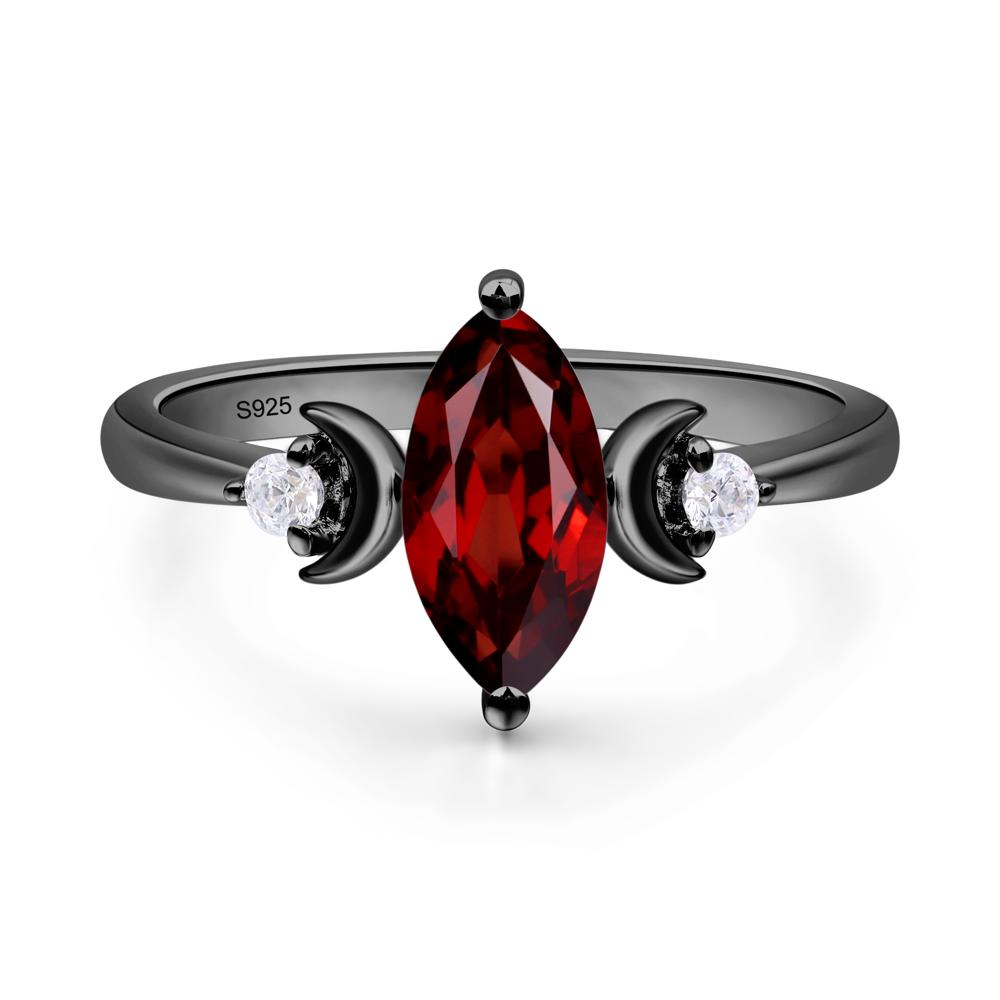 Moon Inspired Garnet Engagement Ring - LUO Jewelry #metal_black finish sterling silver