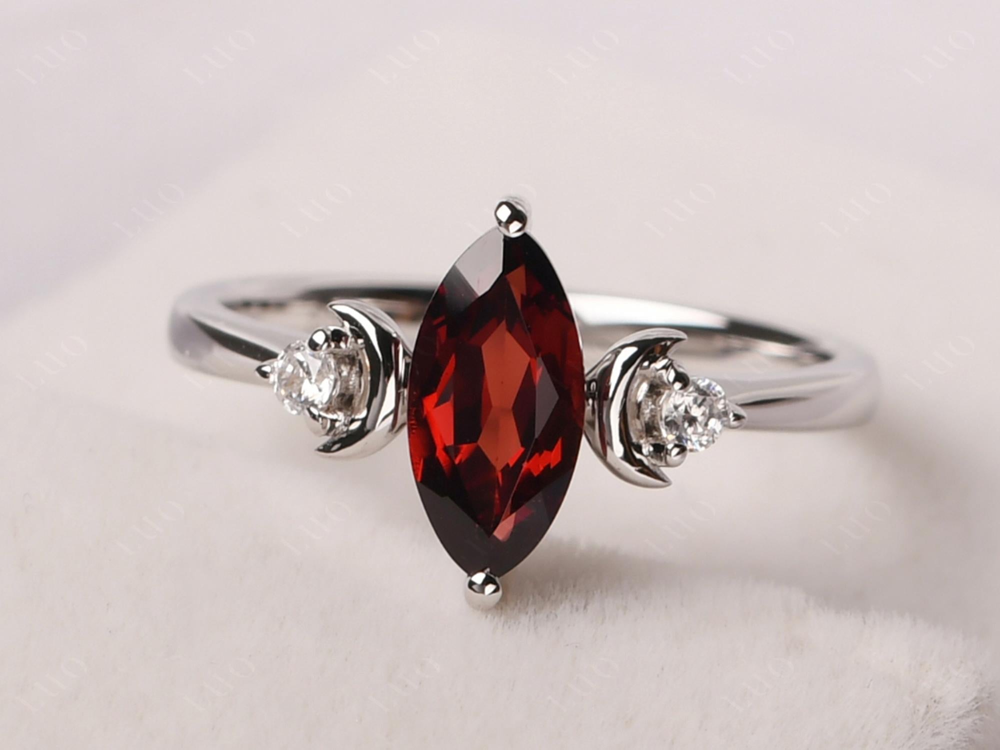 Moon Inspired Garnet Engagement Ring - LUO Jewelry