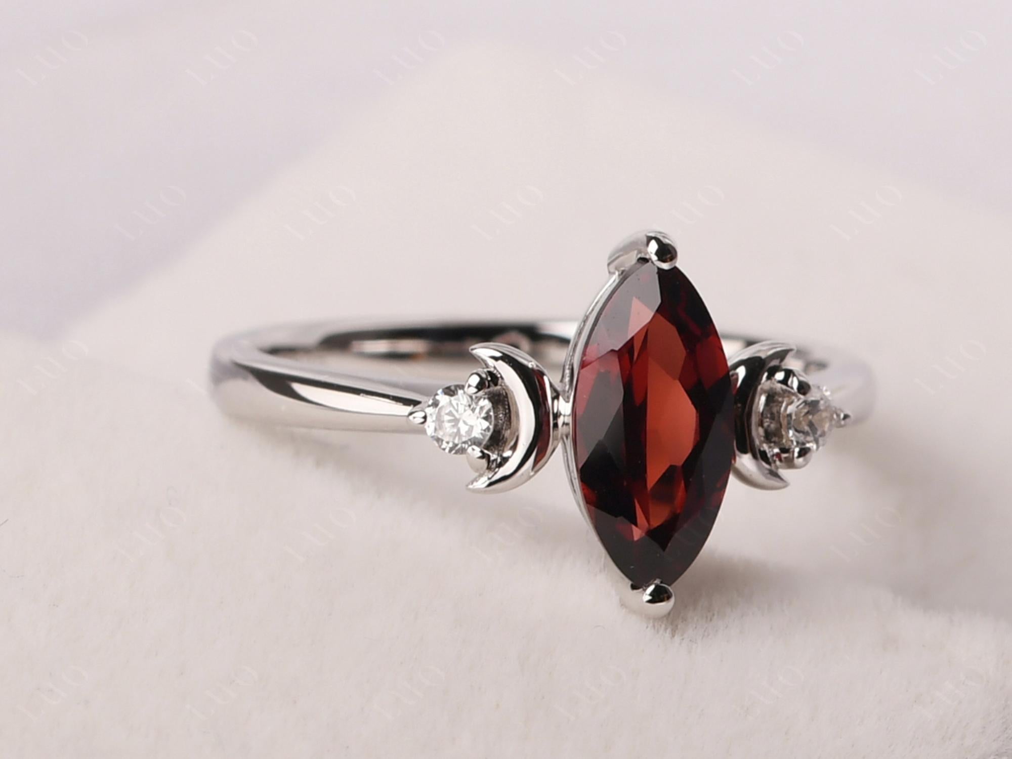 Moon Inspired Garnet Engagement Ring - LUO Jewelry