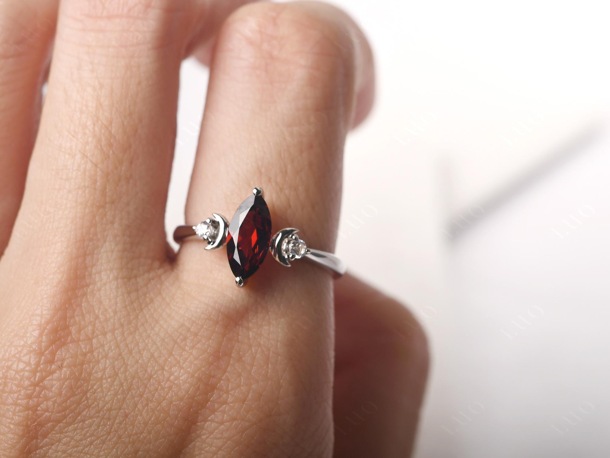 Moon Inspired Garnet Engagement Ring - LUO Jewelry