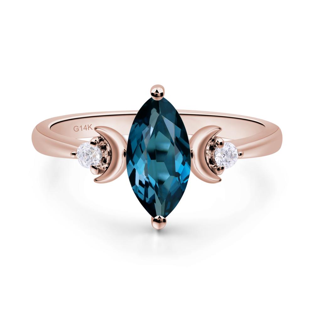 Moon Inspired London Blue Topaz Engagement Ring - LUO Jewelry #metal_14k rose gold