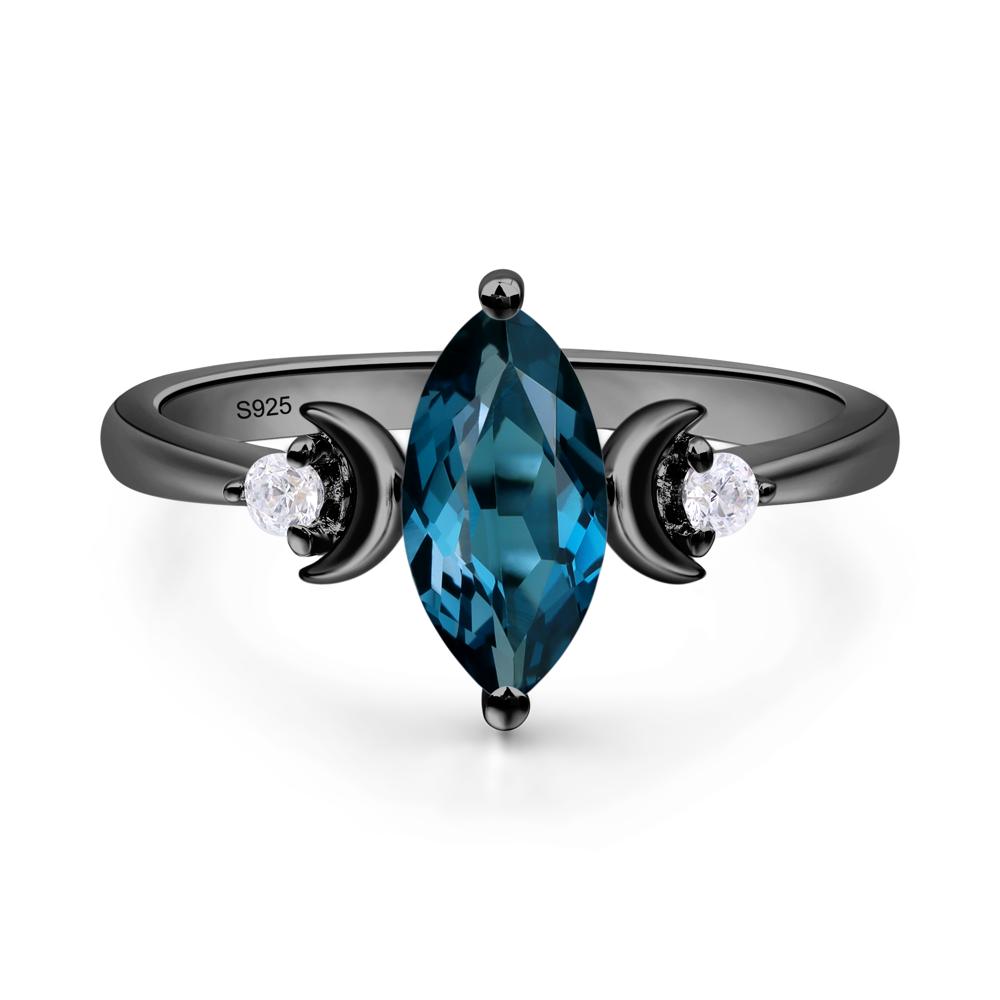 Moon Inspired London Blue Topaz Engagement Ring - LUO Jewelry #metal_black finish sterling silver