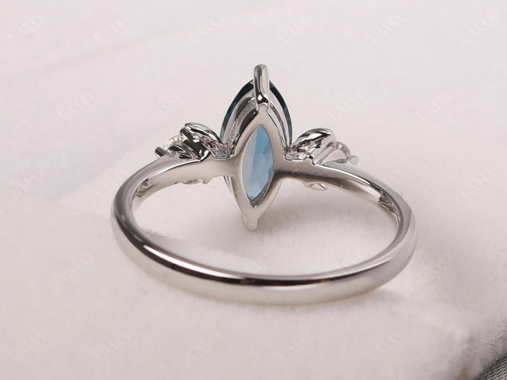 Marquise Cut London Blue Topaz Moon Ring - LUO Jewelry