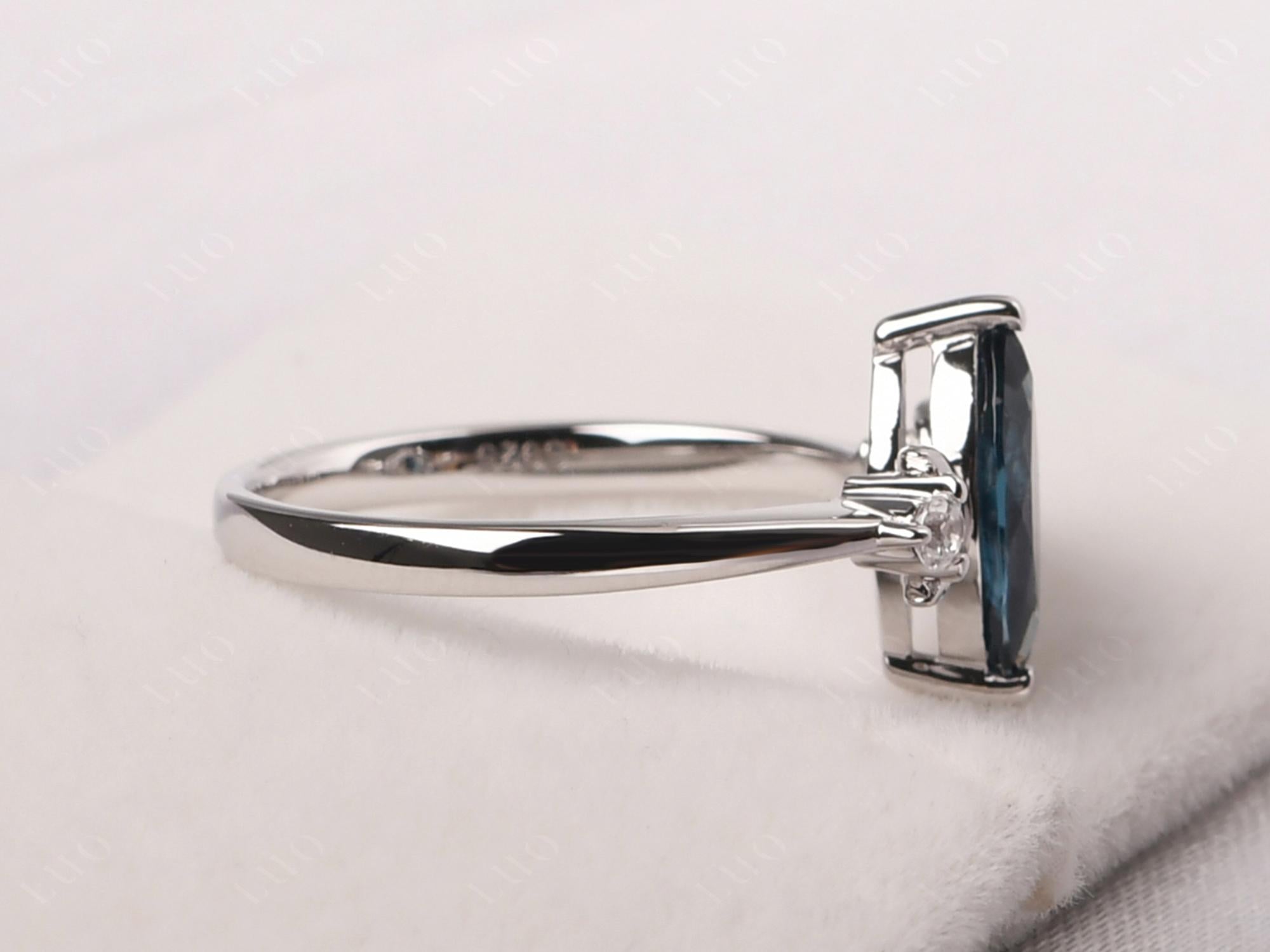 Moon Inspired London Blue Topaz Engagement Ring - LUO Jewelry
