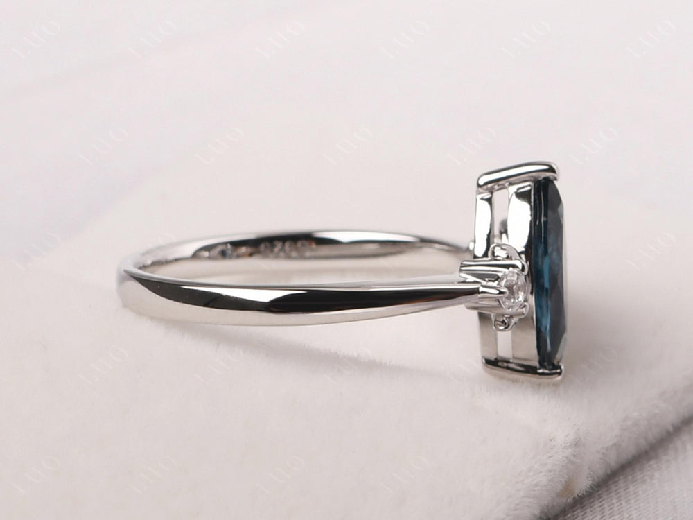 Marquise Cut London Blue Topaz Moon Ring - LUO Jewelry