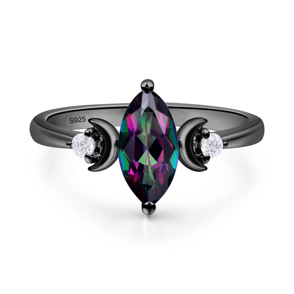 Moon Inspired Mystic Topaz Engagement Ring - LUO Jewelry #metal_black finish sterling silver