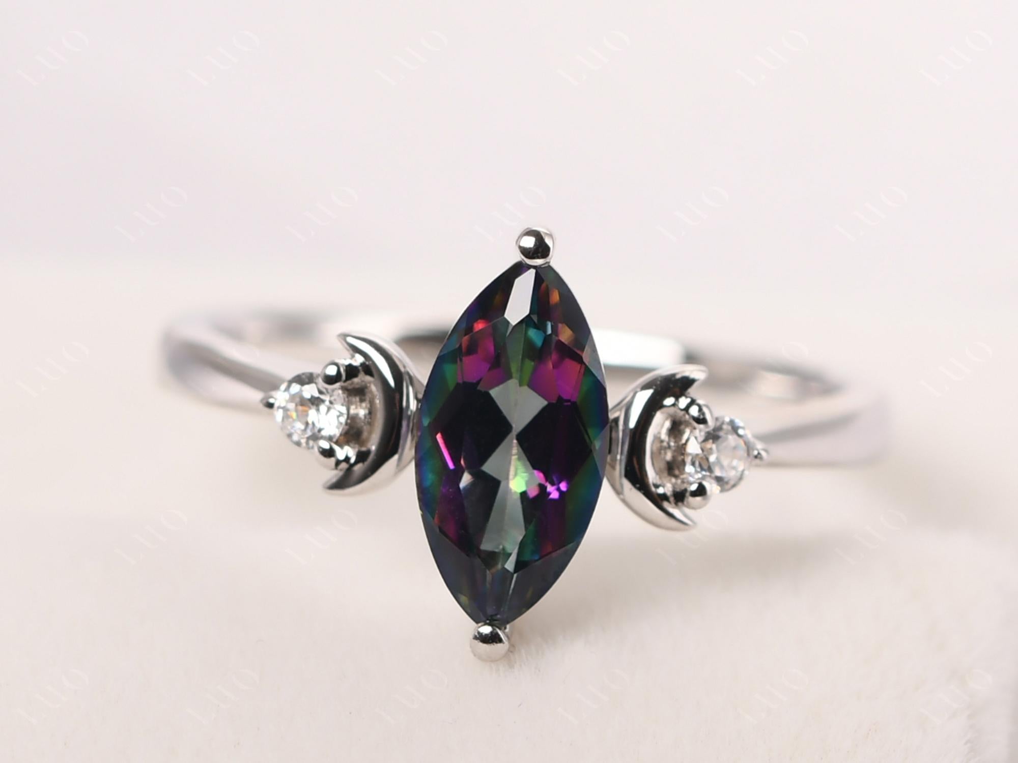 Moon Inspired Mystic Topaz Engagement Ring - LUO Jewelry
