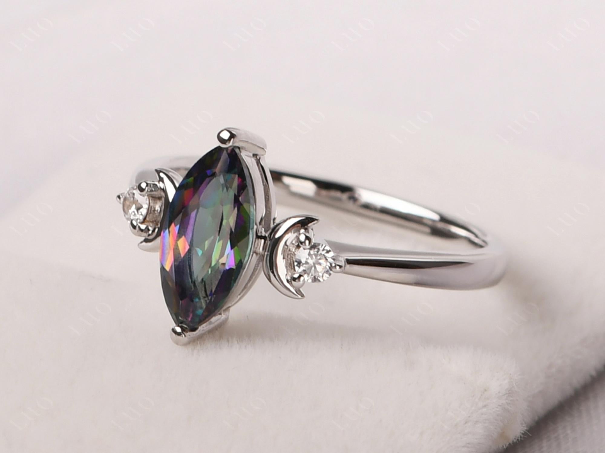 Moon Inspired Mystic Topaz Engagement Ring - LUO Jewelry