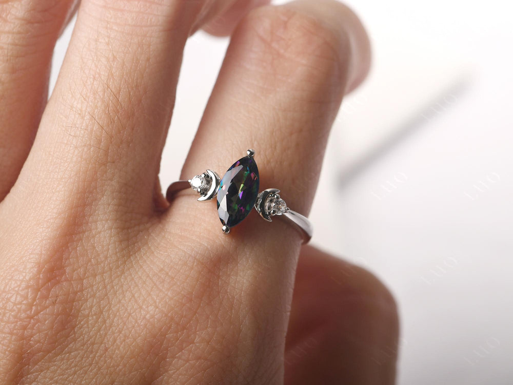 Marquise Cut Mystic Topaz Moon Ring - LUO Jewelry