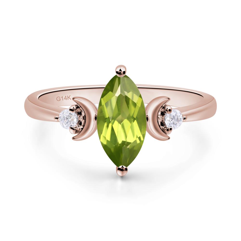 Moon Inspired Peridot Engagement Ring - LUO Jewelry #metal_14k rose gold