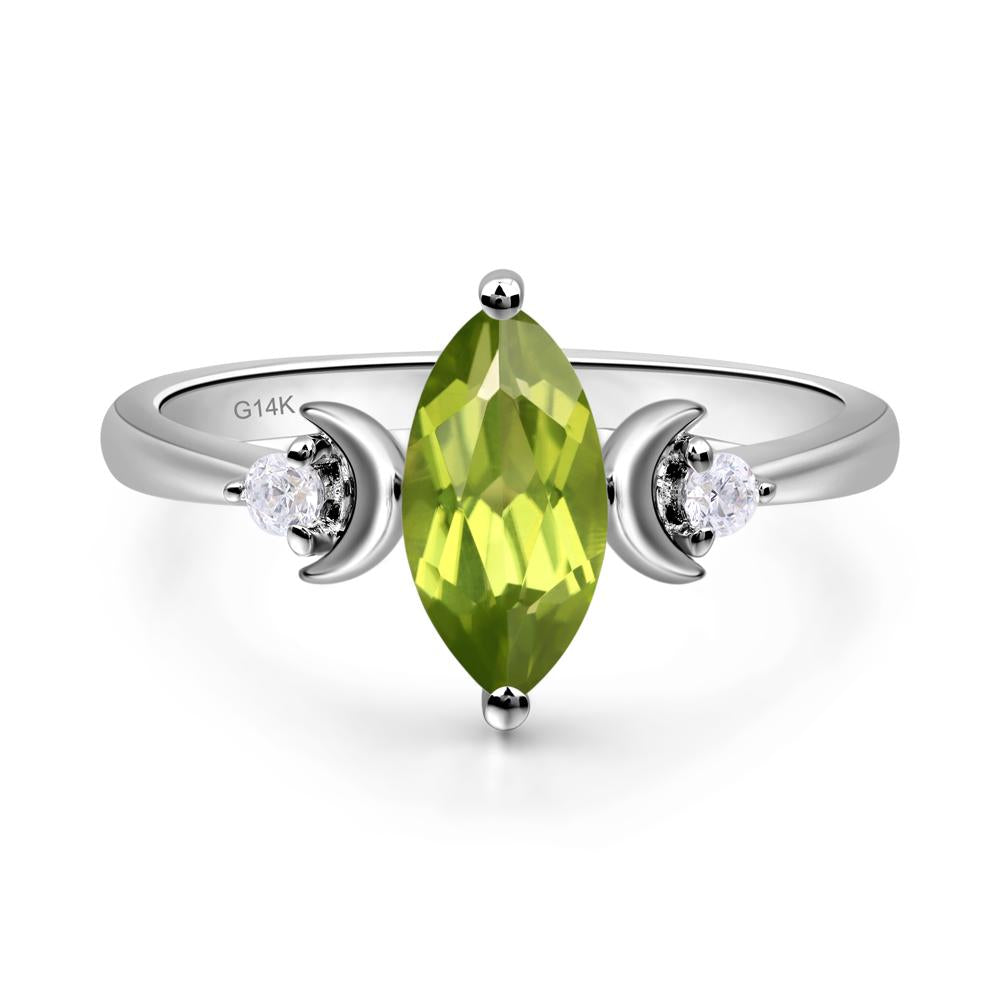 Moon Inspired Peridot Engagement Ring - LUO Jewelry #metal_14k white gold