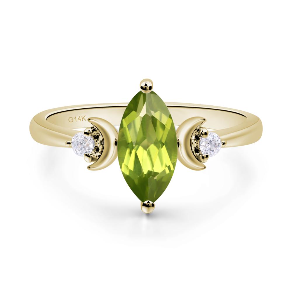 Moon Inspired Peridot Engagement Ring - LUO Jewelry #metal_14k yellow gold