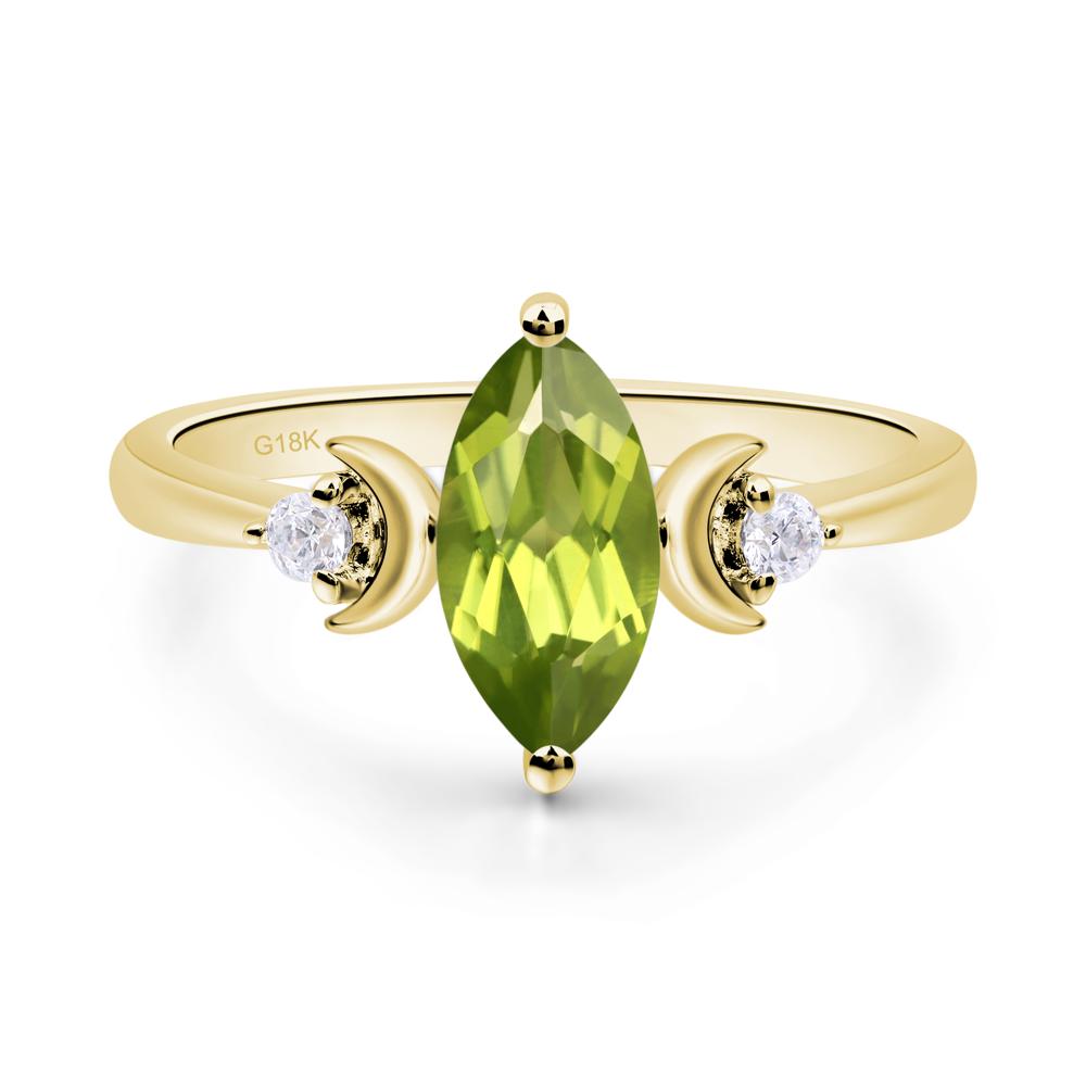 Moon Inspired Peridot Engagement Ring - LUO Jewelry #metal_18k yellow gold