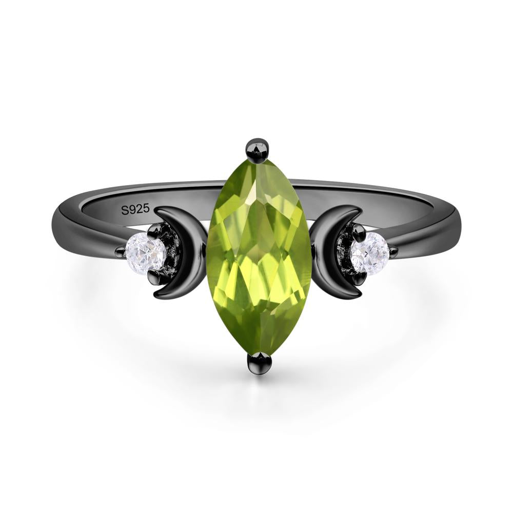 Moon Inspired Peridot Engagement Ring - LUO Jewelry #metal_black finish sterling silver