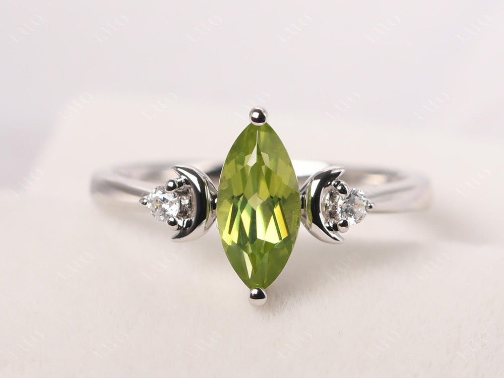 Marquise Cut Peridot Moon Ring - LUO Jewelry