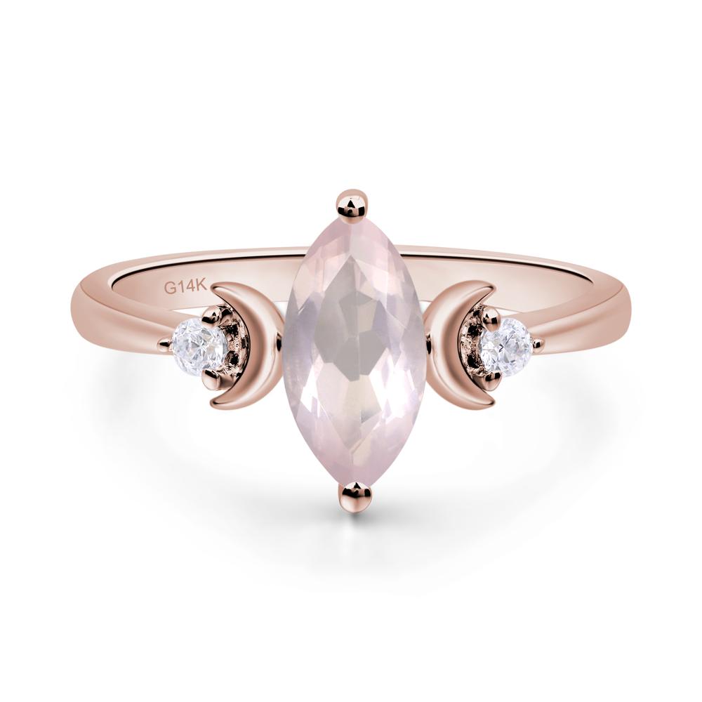 Moon Inspired Rose Quartz Engagement Ring - LUO Jewelry #metal_14k rose gold