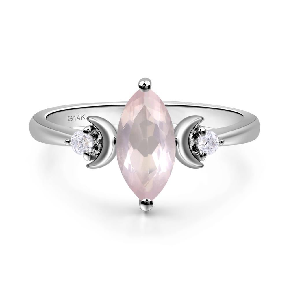 Moon Inspired Rose Quartz Engagement Ring - LUO Jewelry #metal_14k white gold