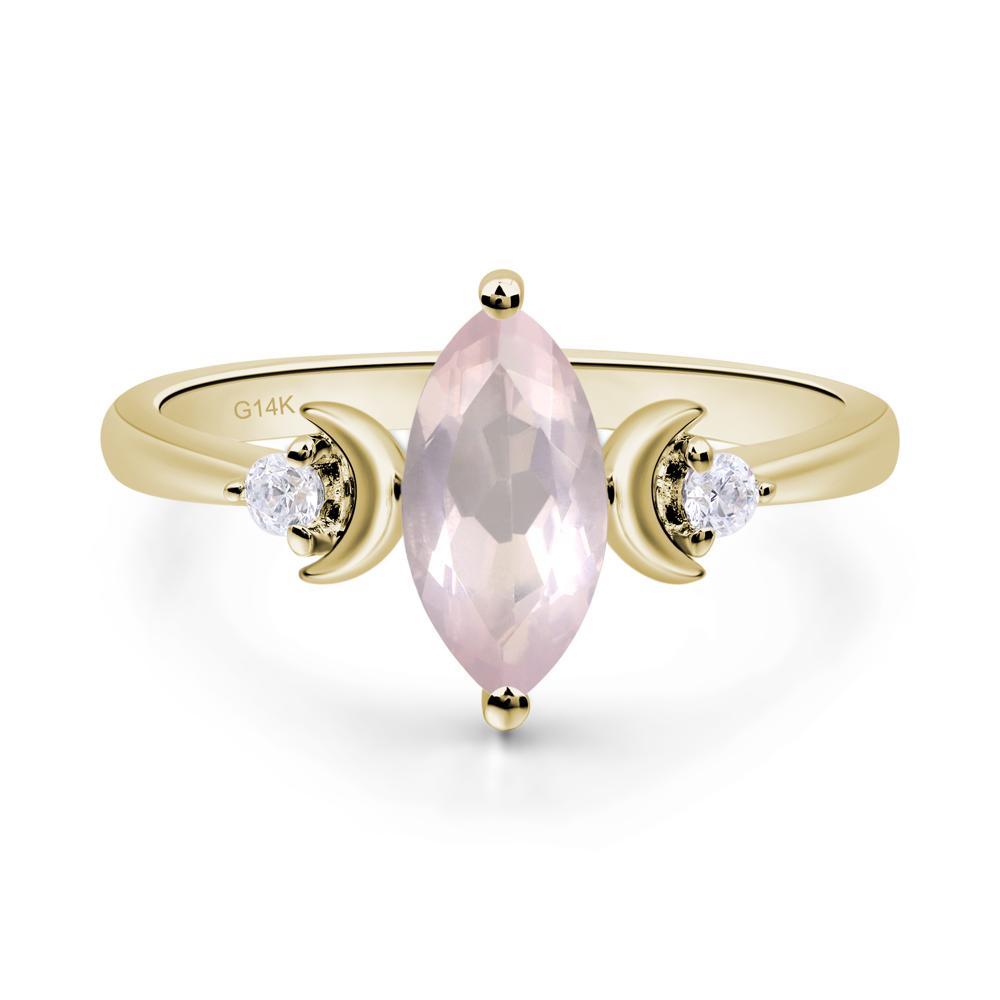 Moon Inspired Rose Quartz Engagement Ring - LUO Jewelry #metal_14k yellow gold