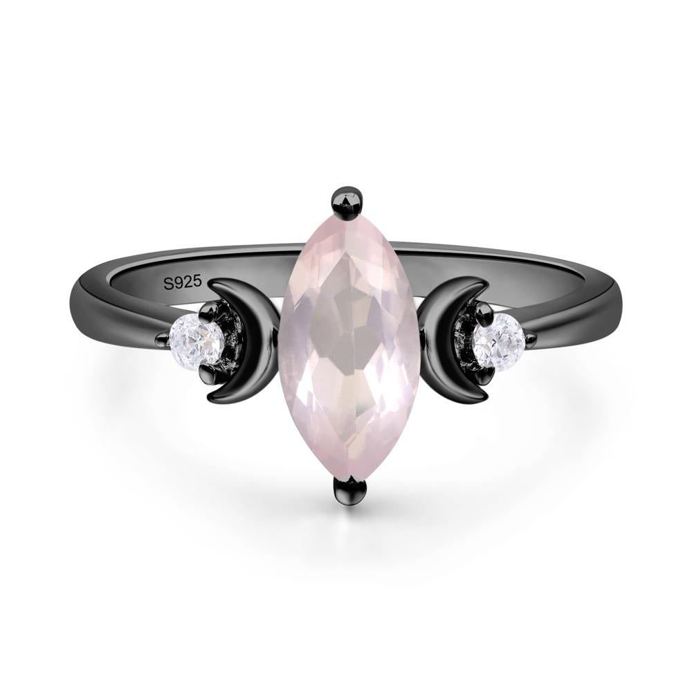 Moon Inspired Rose Quartz Engagement Ring - LUO Jewelry #metal_black finish sterling silver