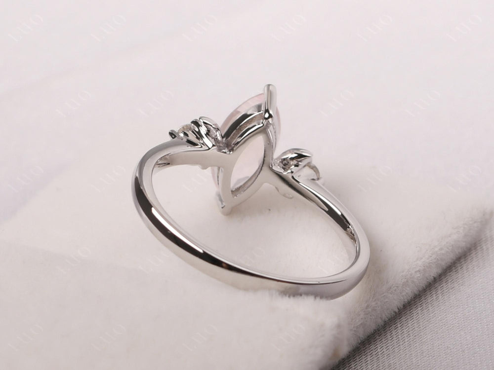 Marquise Cut Rose Quartz Moon Ring - LUO Jewelry