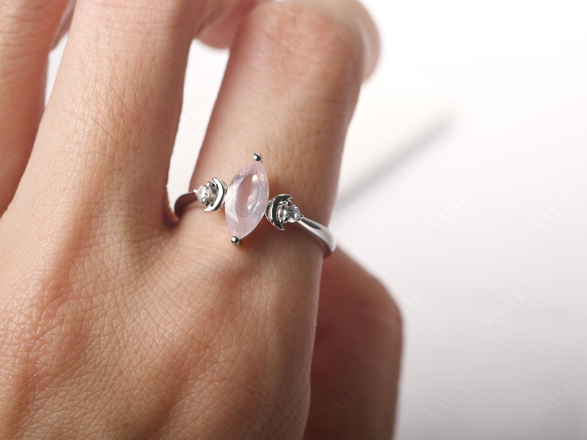 Moon Inspired Rose Quartz Engagement Ring - LUO Jewelry