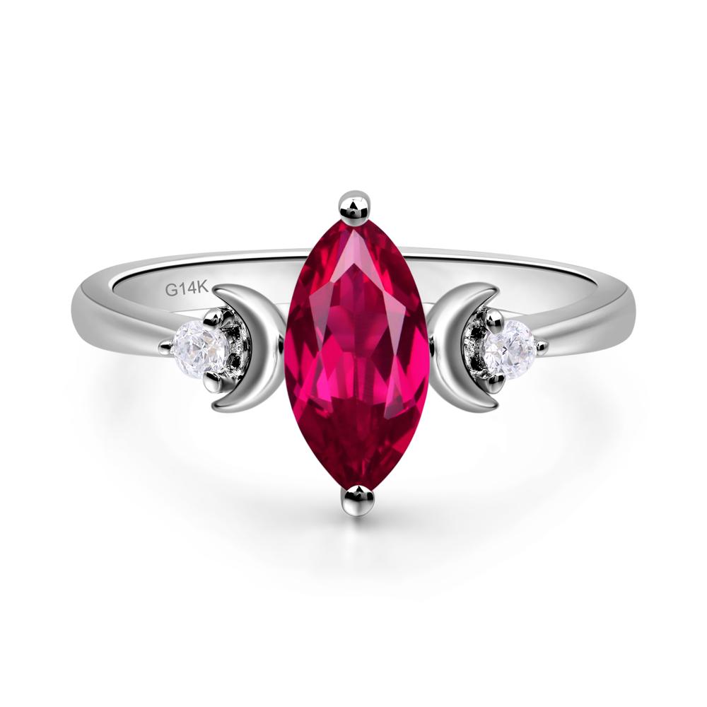 Moon Inspired Ruby Engagement Ring - LUO Jewelry #metal_14k white gold