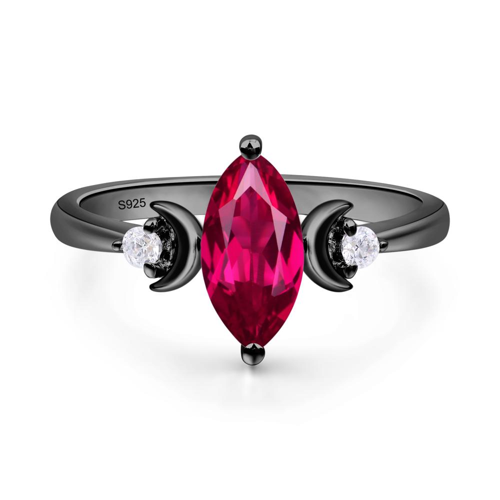 Moon Inspired Ruby Engagement Ring - LUO Jewelry #metal_black finish sterling silver