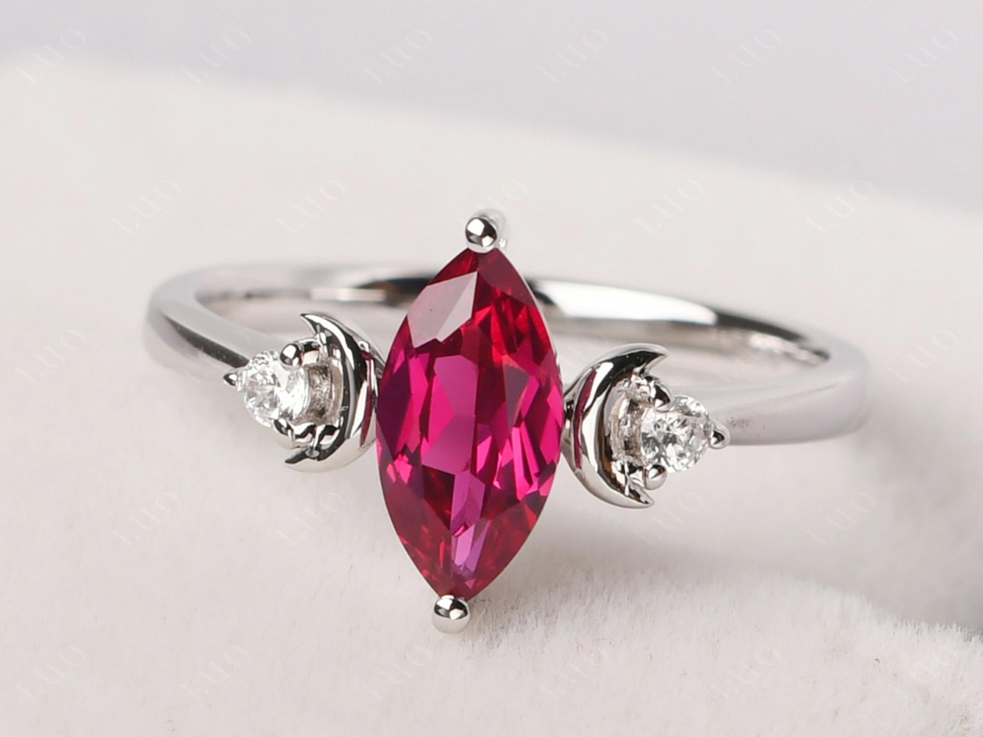 Moon Inspired Ruby Engagement Ring - LUO Jewelry