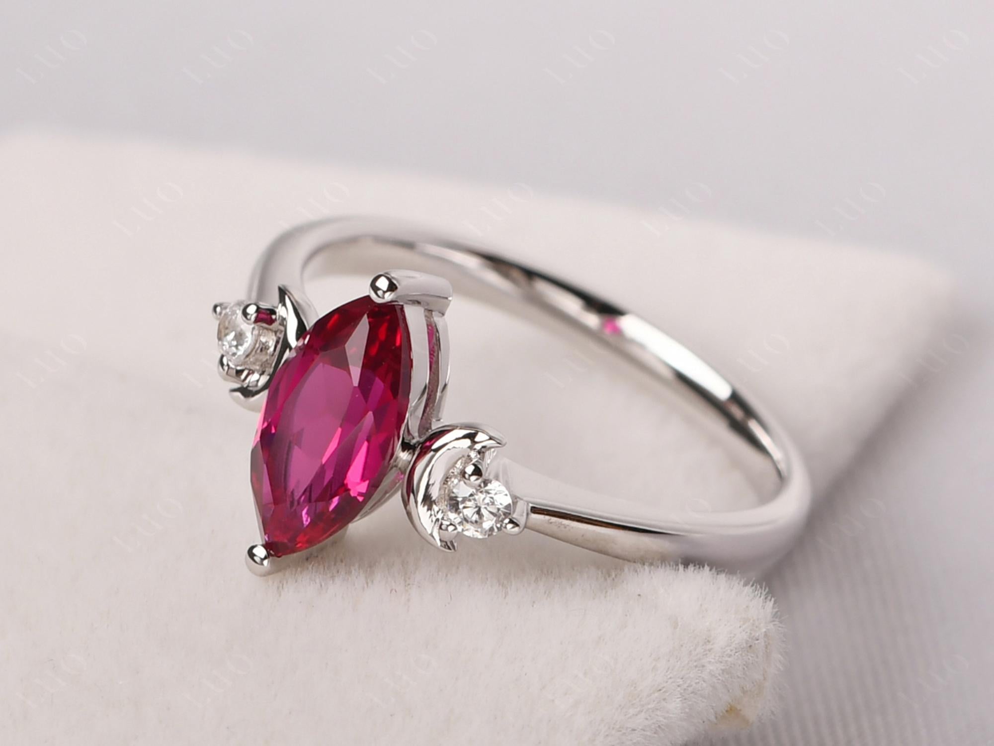 Moon Inspired Ruby Engagement Ring - LUO Jewelry