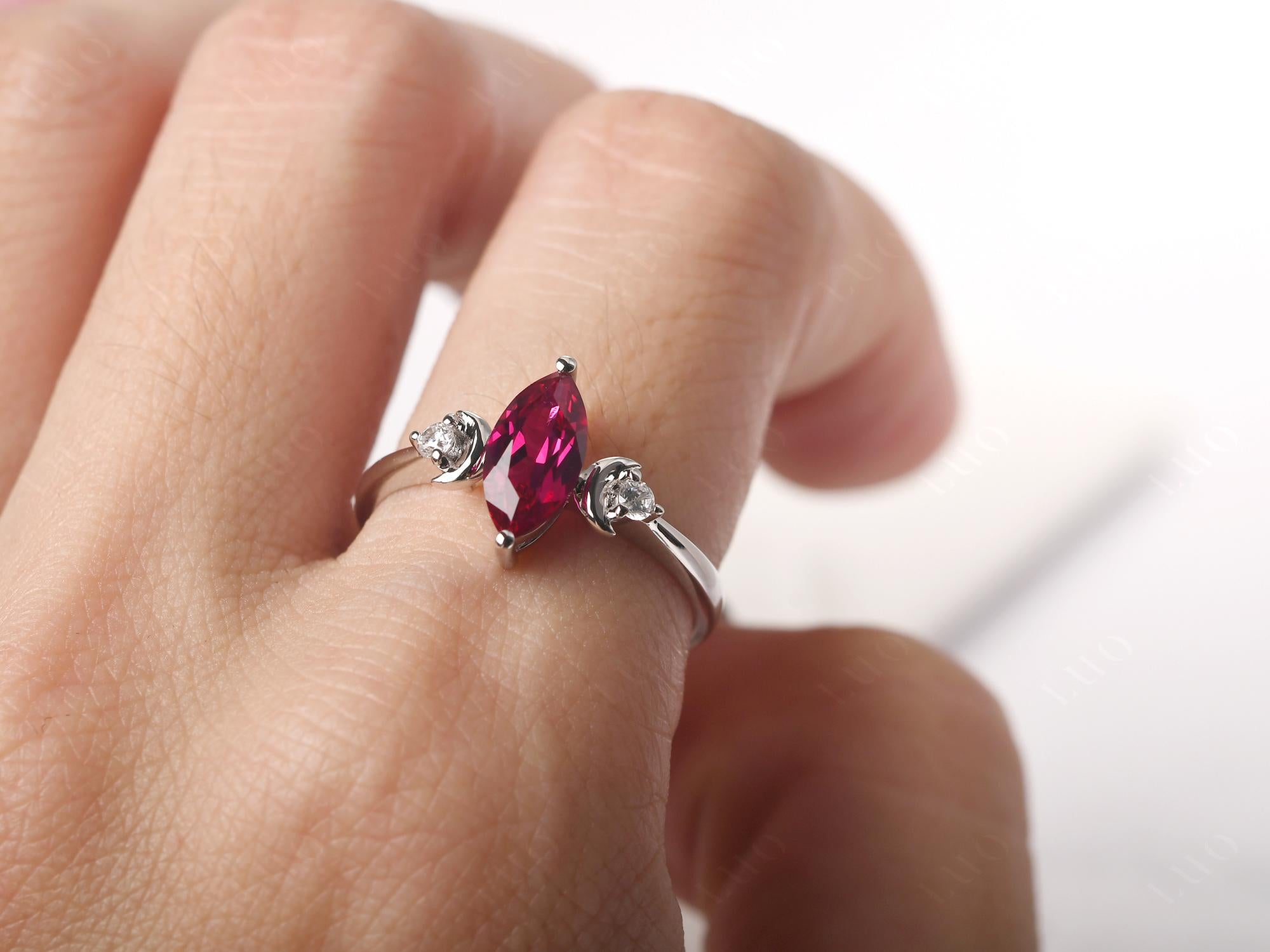 Moon Inspired Ruby Engagement Ring - LUO Jewelry