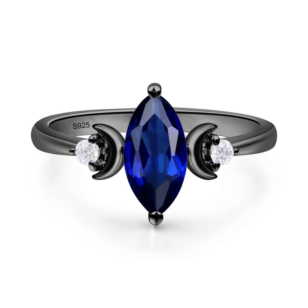 Moon Inspired Sapphire Engagement Ring - LUO Jewelry #metal_black finish sterling silver