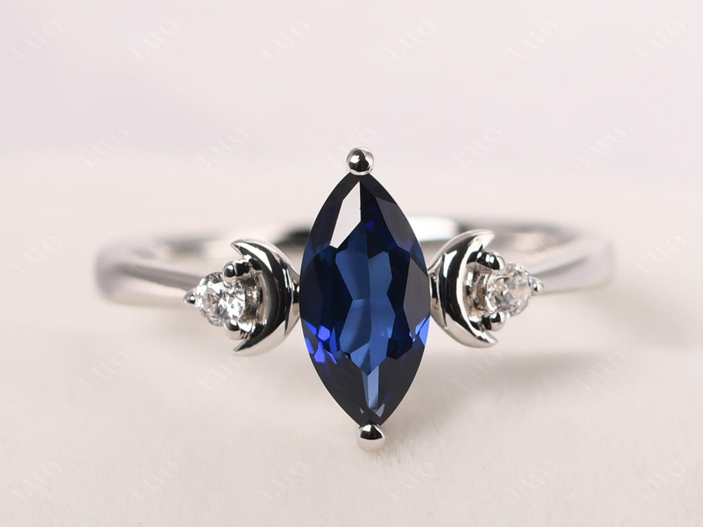 Marquise Cut Sapphire Moon Ring - LUO Jewelry