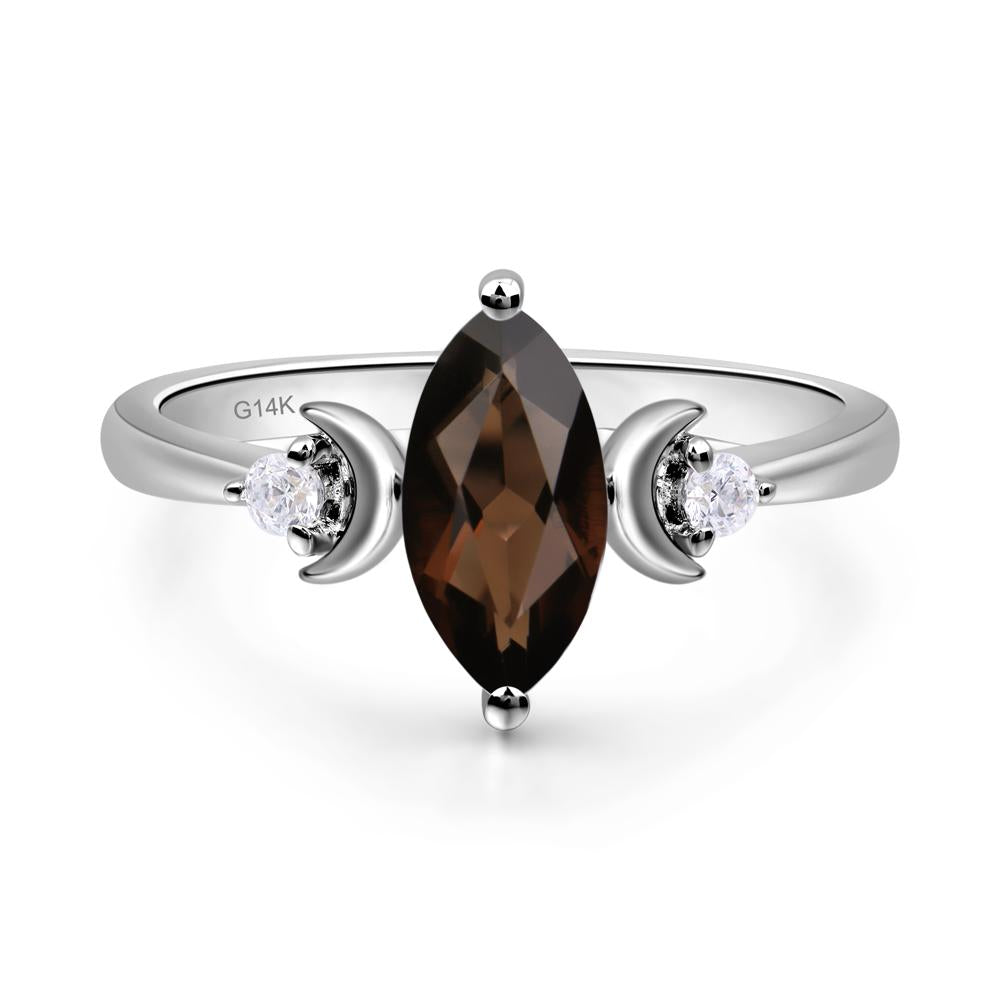 Moon Inspired Smoky Quartz Engagement Ring - LUO Jewelry #metal_14k white gold