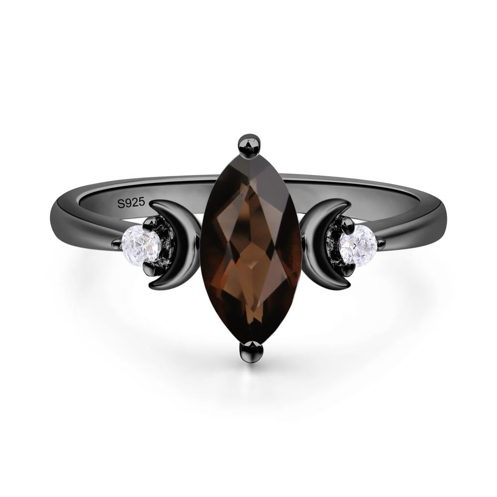 Moon Inspired Smoky Quartz Engagement Ring - LUO Jewelry #metal_black finish sterling silver