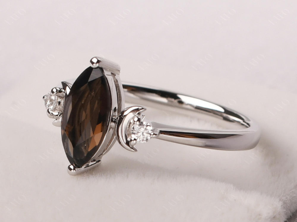 Marquise Cut Smoky Quartz  Moon Ring - LUO Jewelry