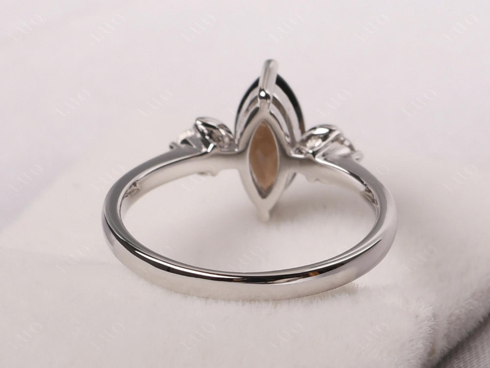 Marquise Cut Smoky Quartz  Moon Ring - LUO Jewelry