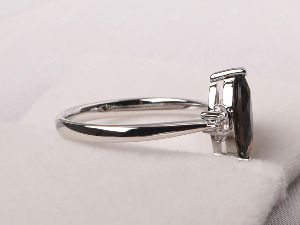 Marquise Cut Smoky Quartz  Moon Ring - LUO Jewelry