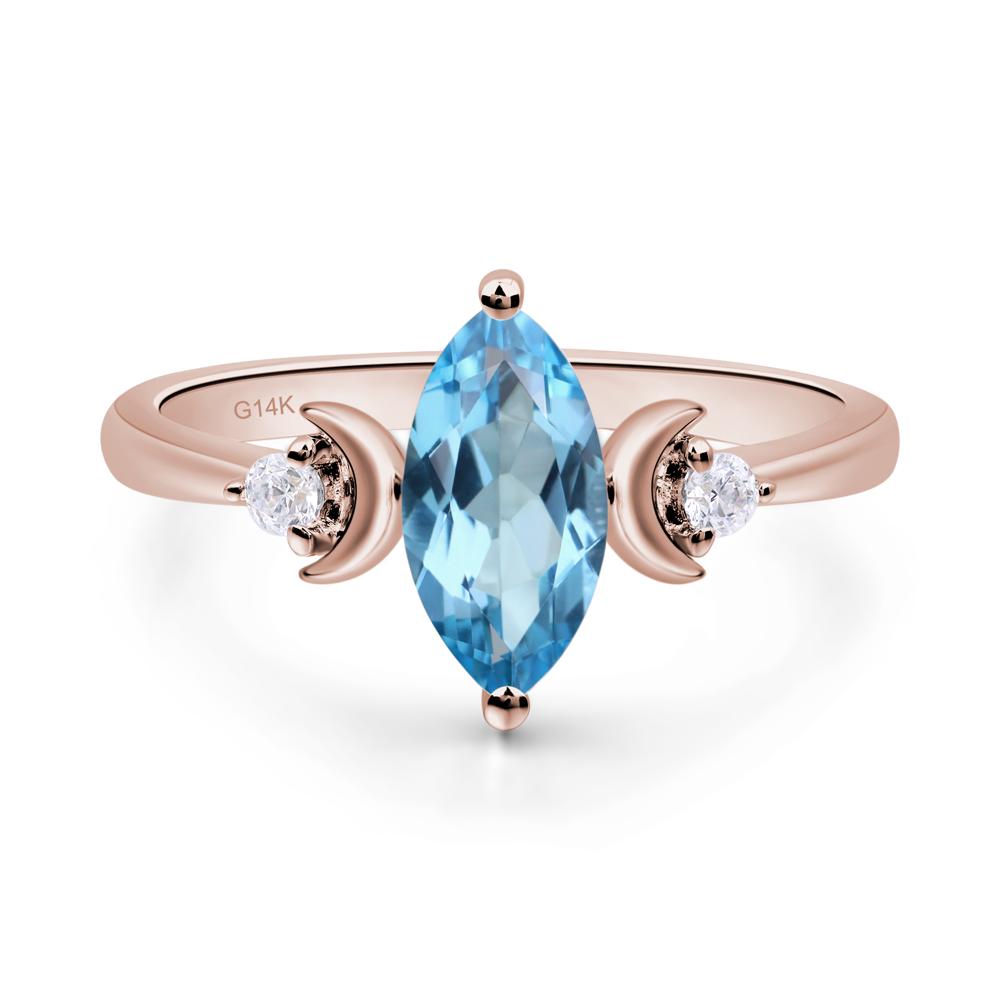 Moon Inspired Swiss Blue Topaz Engagement Ring - LUO Jewelry #metal_14k rose gold
