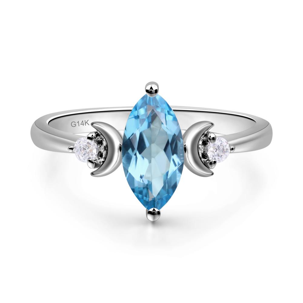 Moon Inspired Swiss Blue Topaz Engagement Ring - LUO Jewelry #metal_14k white gold