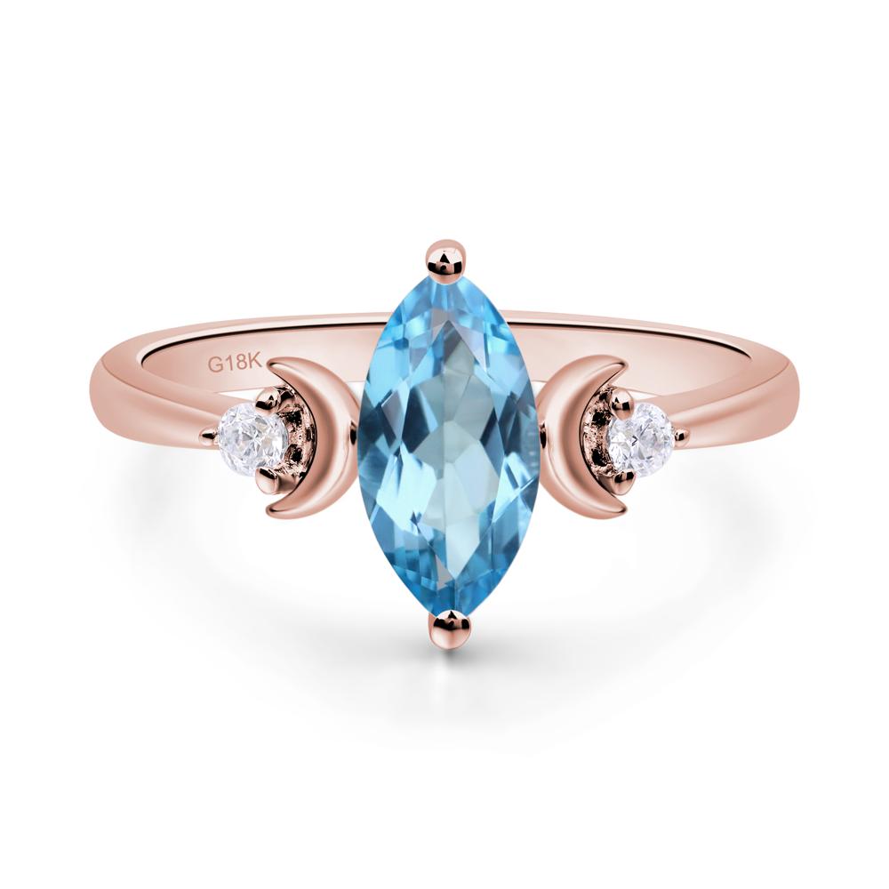 Moon Inspired Swiss Blue Topaz Engagement Ring - LUO Jewelry #metal_18k rose gold